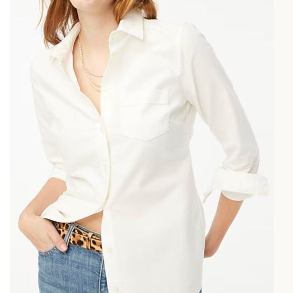 J. Crew Factory BP533 white Petite button-up oxford shirt in signature fit Small - Picture 7 of 11